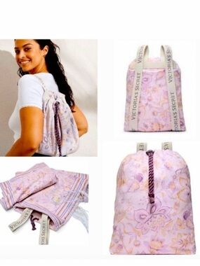 Victoria's Secret Pink Lavender Floral Drawstring Backpack